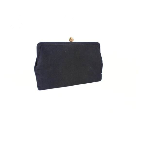 Vintage 1960s Navy Blue Convertible Clutch Gold Chain Handle & Snap Closure - Picture 2 of 12